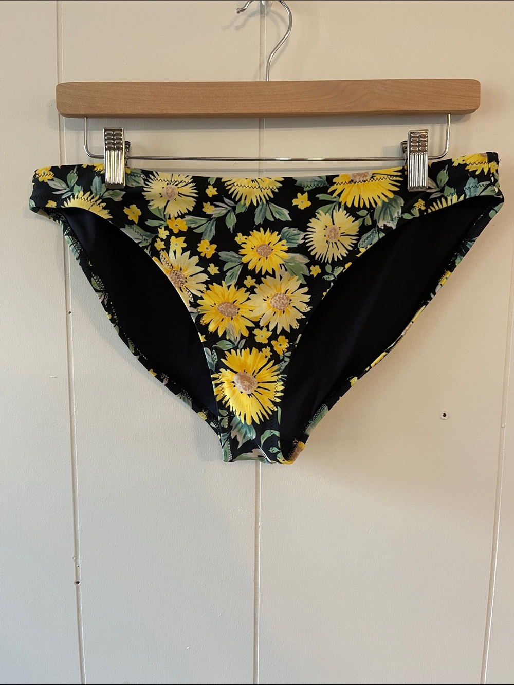 Old Navy Black Bikini Bottoms with Yellow Sunflower Print